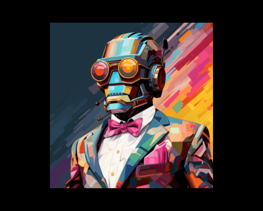 Robot salesman in WPAP art style.