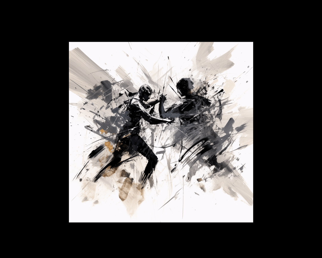 Two sword fighters, sketch style.
